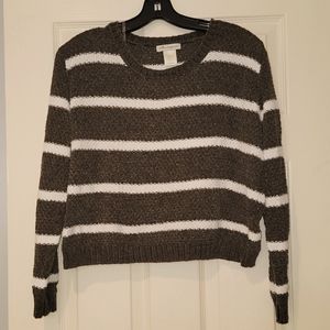 Olive Green & Whit Striped Cotton Emporium Sweater